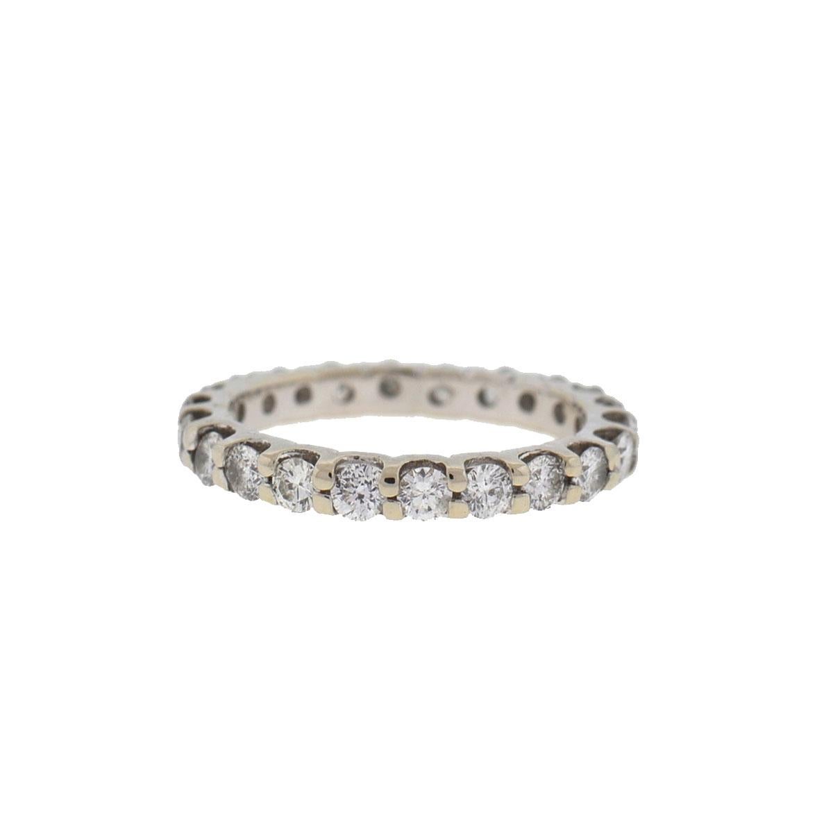 14 Karat White Gold Ladies Diamond Wedding Band Ring 1.1 Carat