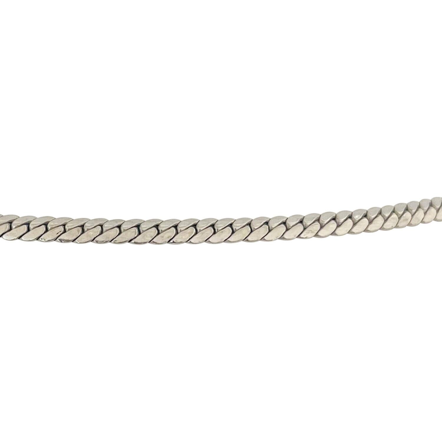 14 Karat Weißgold Damen Flattened Cuban Gliederkette Halskette im Zustand „Gut“ in Guilford, CT
