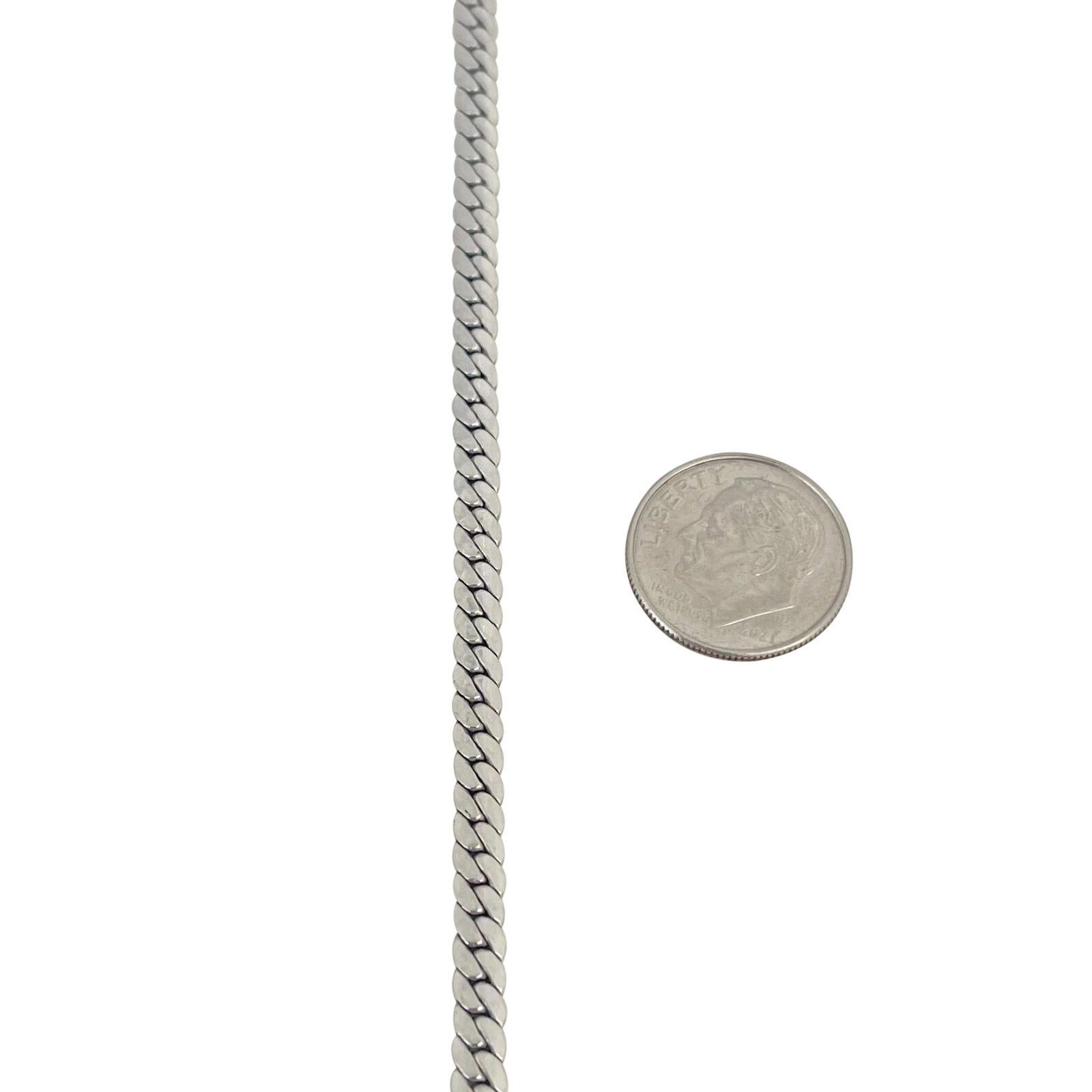 14 Karat Weißgold Damen Flattened Cuban Gliederkette Halskette 2