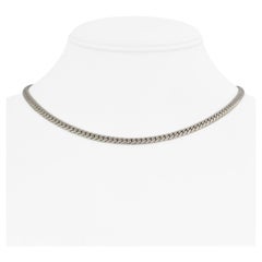 14 Karat White Gold Ladies Flattened Cuban Link Chain Necklace
