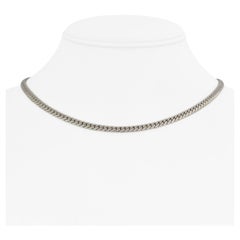 14 Karat White Gold Ladies Flattened Cuban Link Chain Necklace 