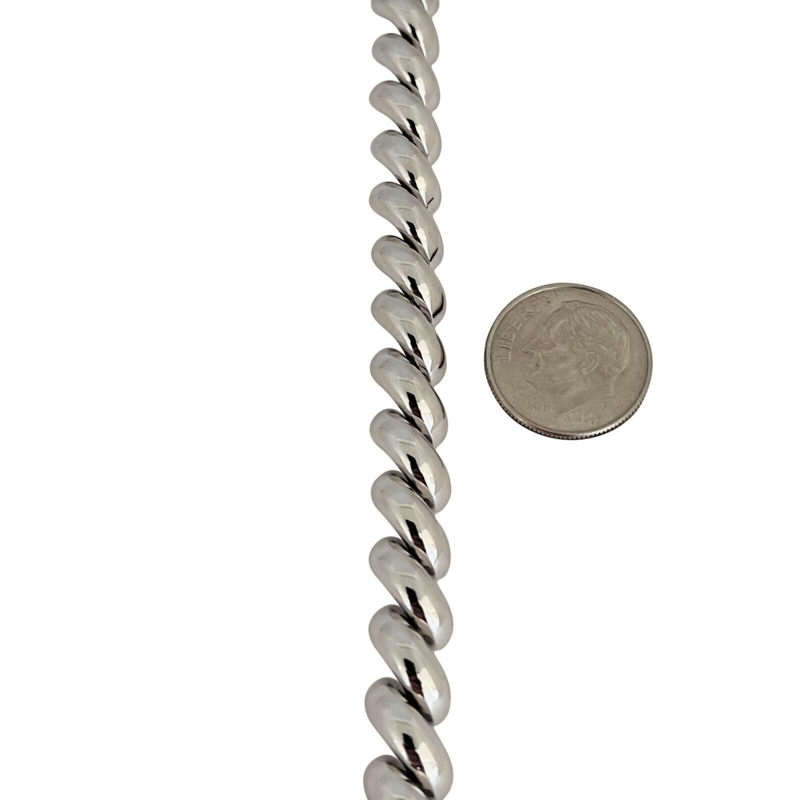Women's or Men's 14 Karat White Gold Ladies Macaroni San Marco Link Bracelet Peru