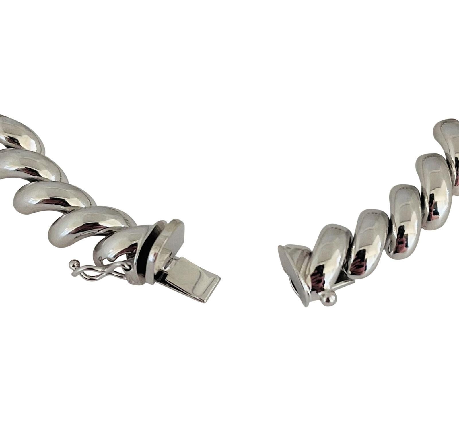 14 Karat White Gold Ladies Macaroni San Marco Link Bracelet Peru 1