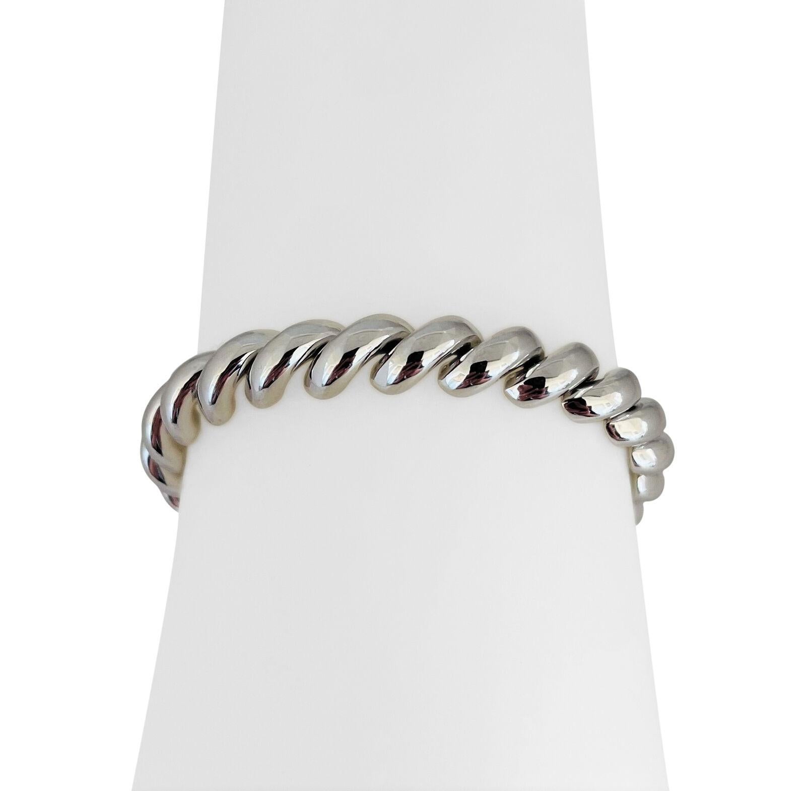 14 Karat White Gold Ladies Macaroni San Marco Link Bracelet Peru 3