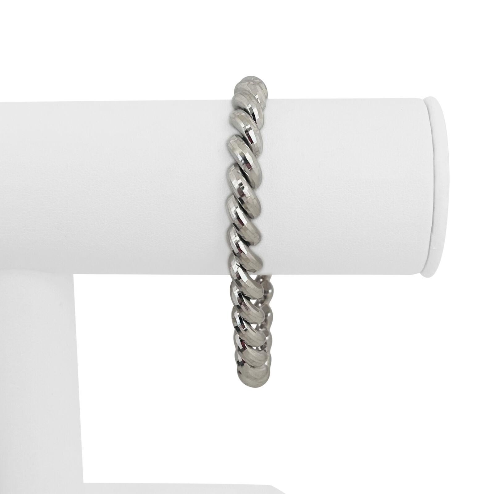 14k Weißgold 12,3g Damen funkelnde 7mm San Marco Link Armband 7