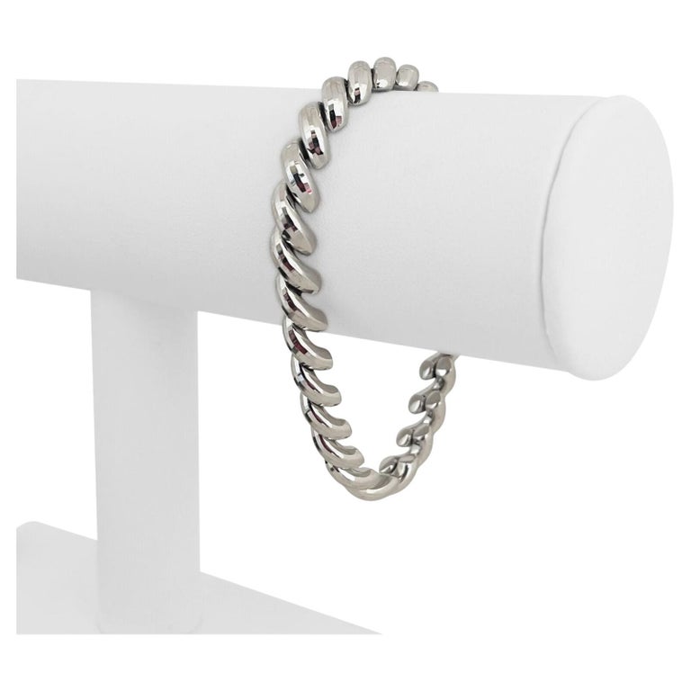 14 Karat White Gold Ladies Sparkling San Marco Link Bracelet For Sale