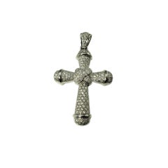 14 Karat White Gold Large Diamond Cross Pendant #21592