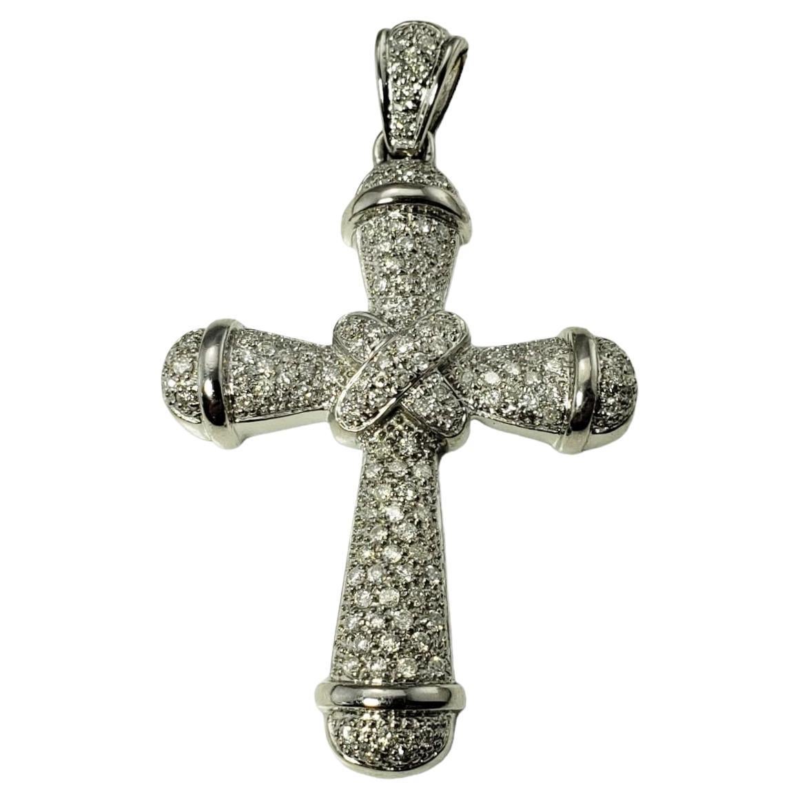Ciondolo a croce grande con diamante in oro bianco 14 carati #21592