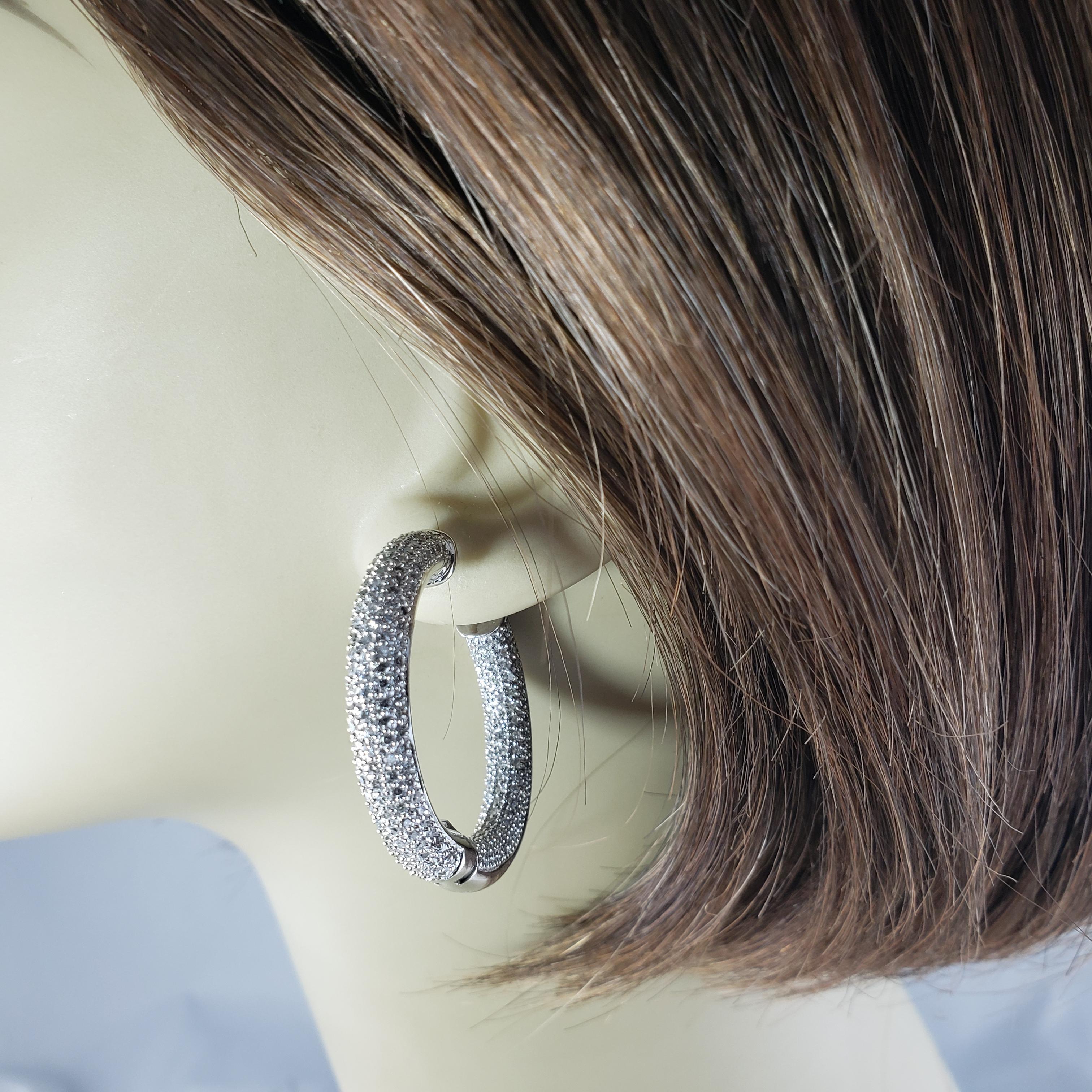 14 Karat White Gold Large Diamond Hoop Earrings #16950 For Sale 3