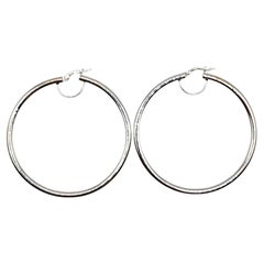 14 Karat White Gold Large Hoop Earrings #20473