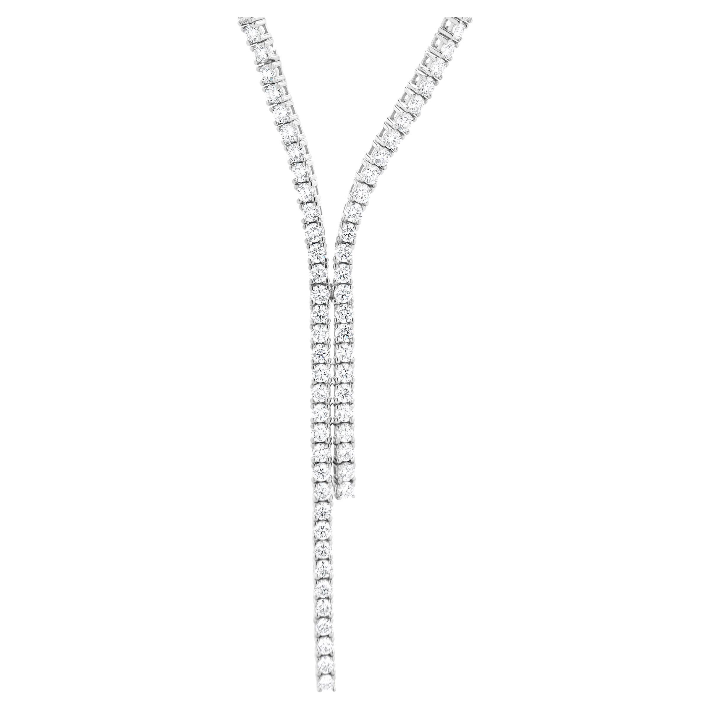 14 Karat White Gold Lariat Style Diamond Necklace