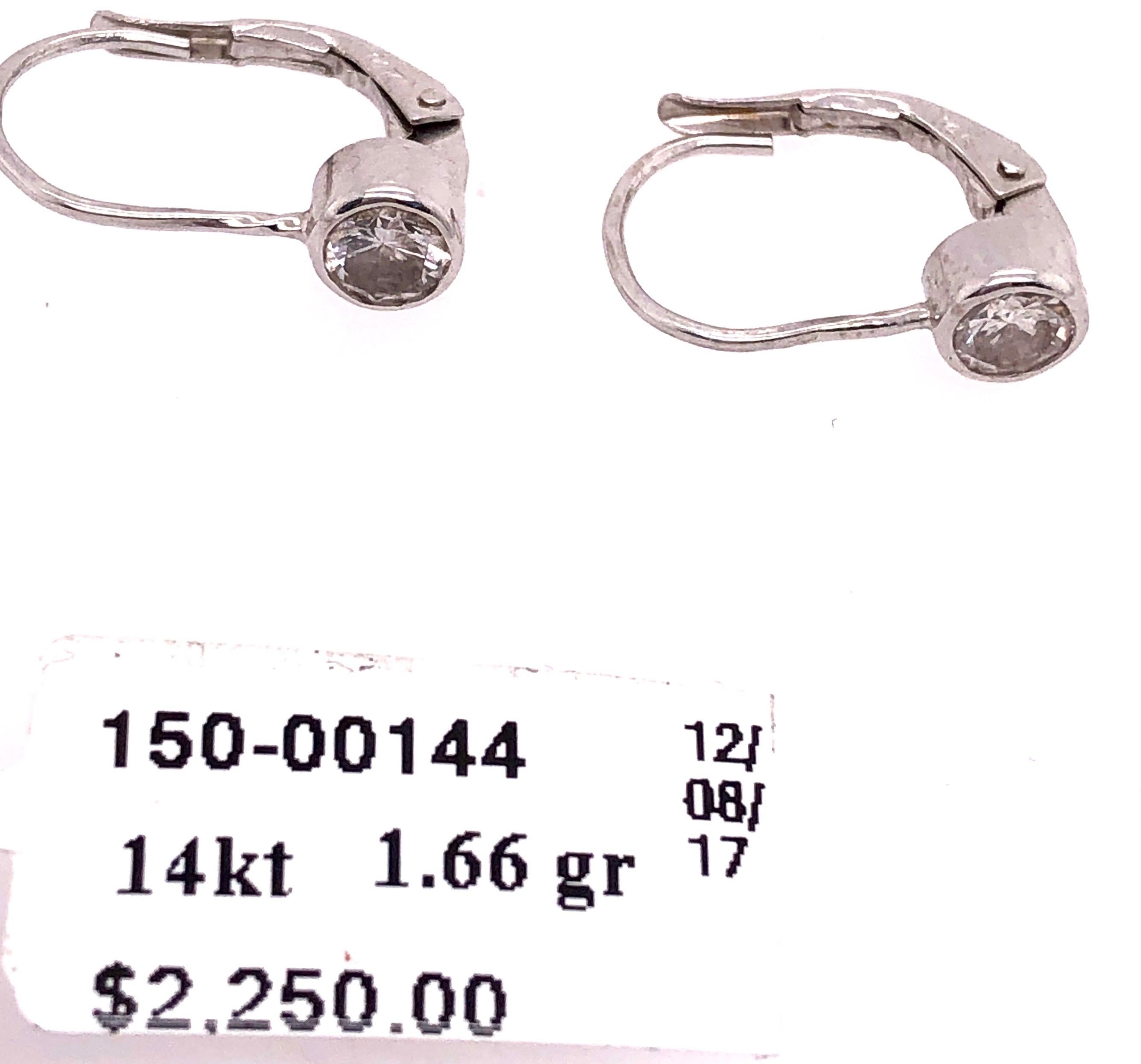 14 Karat White Gold Lever Back Diamond Earrings 0.80 TDW For Sale 1