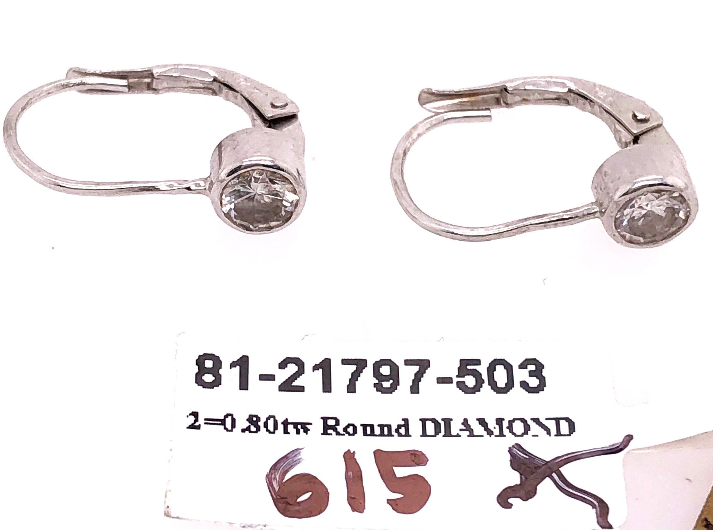14 Karat White Gold Lever Back Diamond Earrings 0.80 TDW For Sale 2