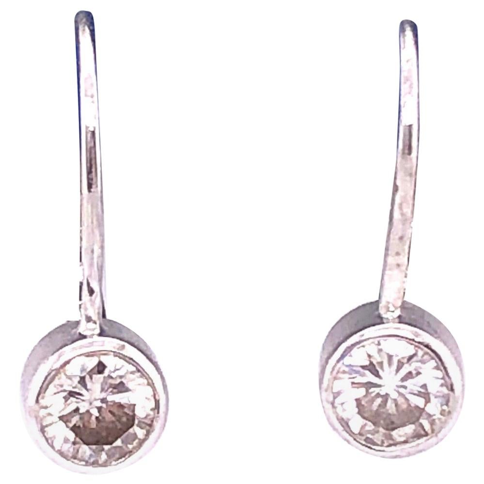 14 Karat White Gold Lever Back Diamond Earrings 0.80 TDW