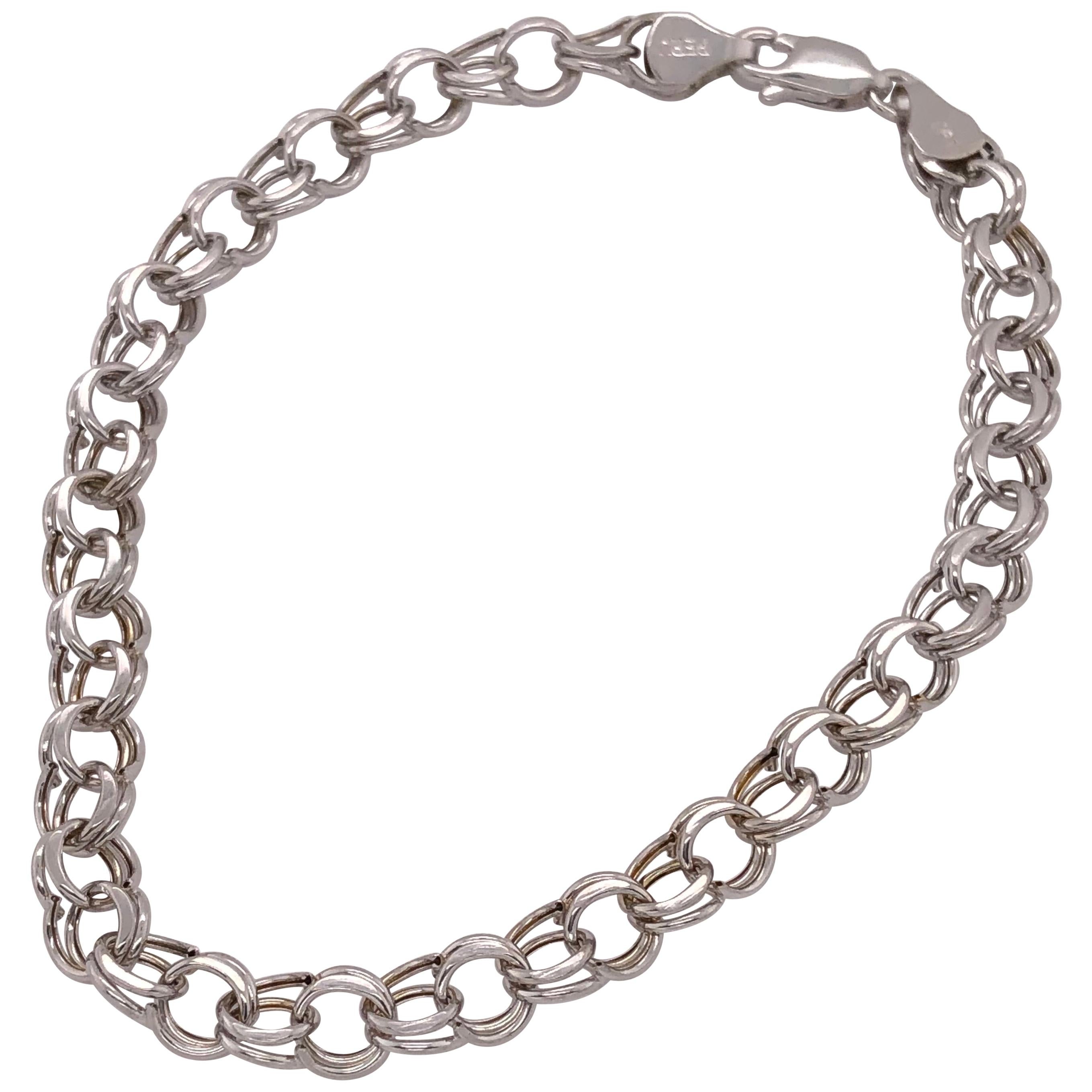 14 Karat White Gold Link Bracelet For Sale