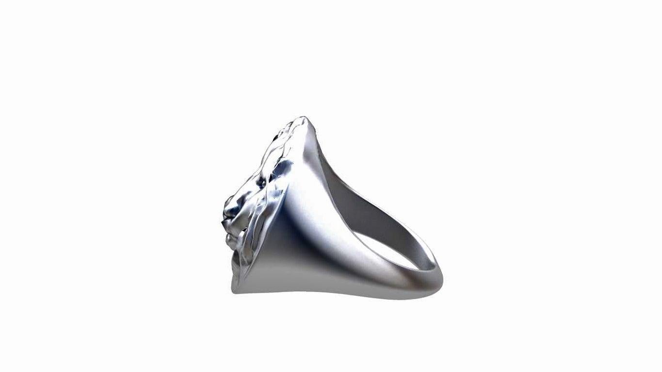 14 Karat White Gold Lion of Judah Signet Ring 3