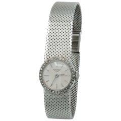 Used 18 Carat White Gold Longines Watch Round Diamond