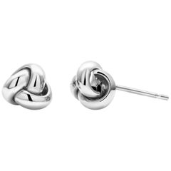 Fourteen Karats White Gold Love Knot Stud Earrings