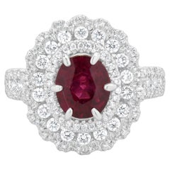 14 Karat White Gold Madagascar Ruby and Diamond Ring