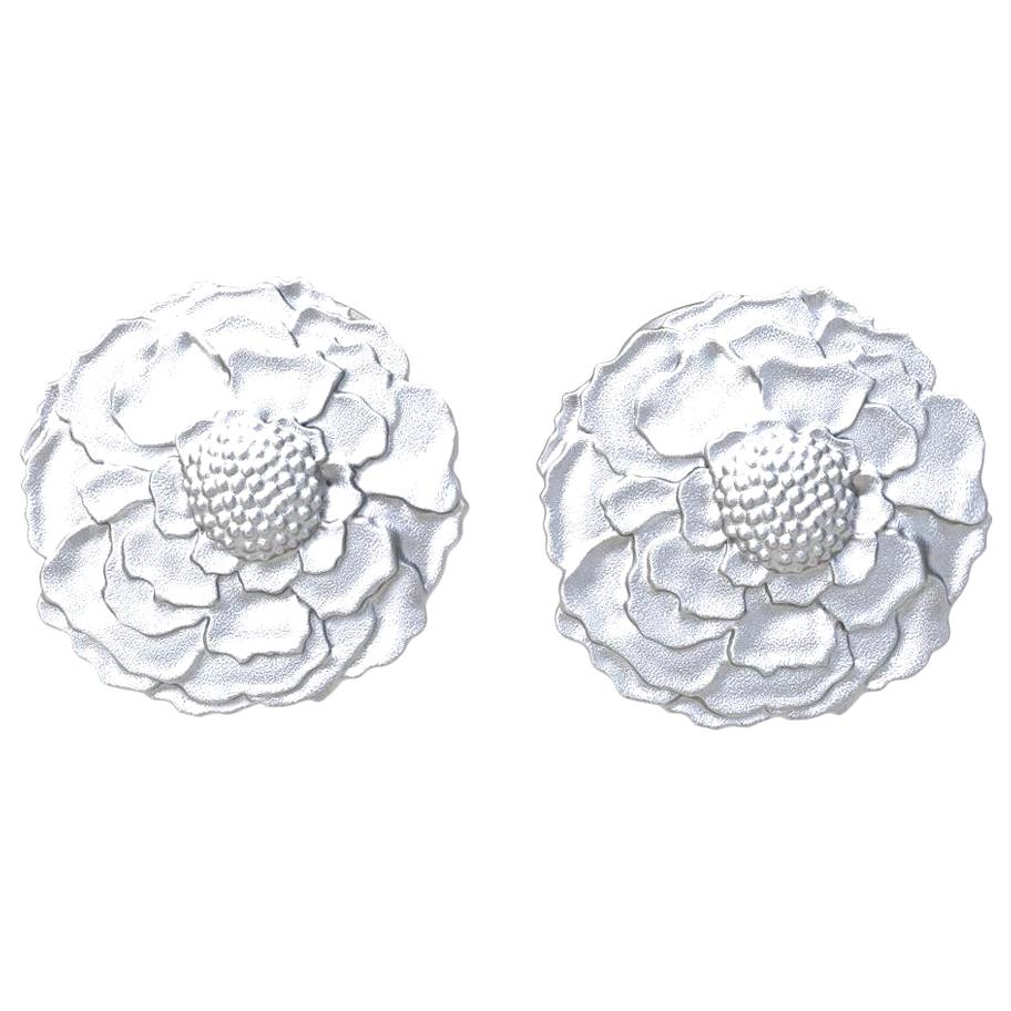 14 Karat White Gold Marigold Cufflinks For Sale