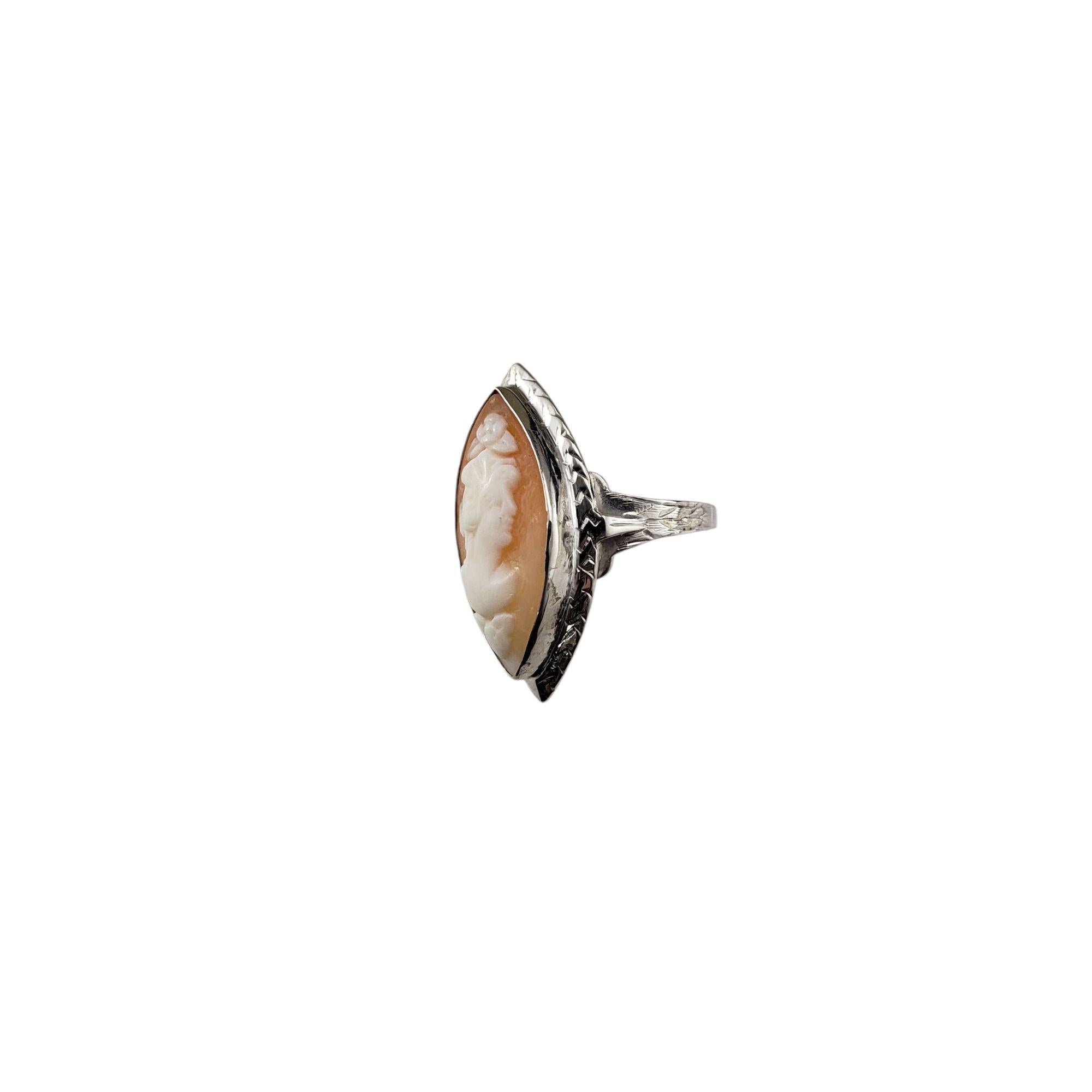 Women's 14 Karat White Gold Marquis Shape Cameo Ring Size 4.5-4.75 #21241 For Sale