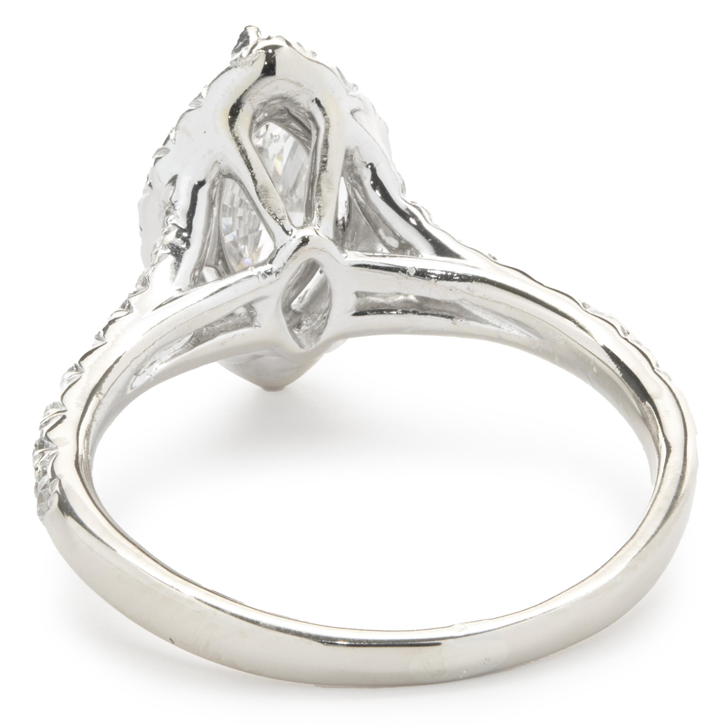 14 Karat White Gold Marquise Cut Diamond Engagement Ring In Excellent Condition For Sale In Scottsdale, AZ