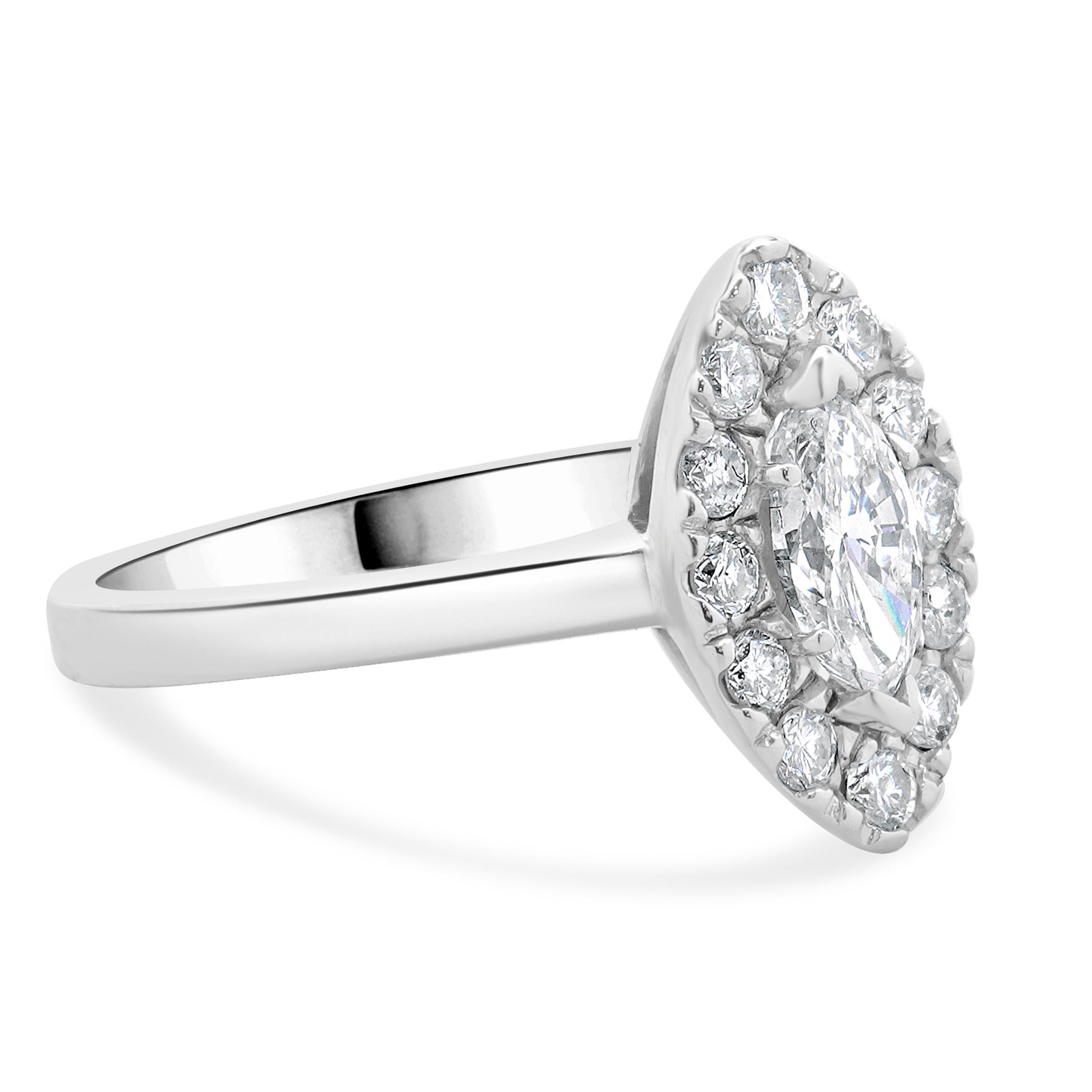 Women's 14 Karat White Gold Marquise Cut Diamond Engagement Ring