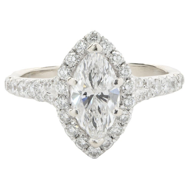 14 Karat White Gold Marquise Cut Diamond Engagement Ring For Sale at ...
