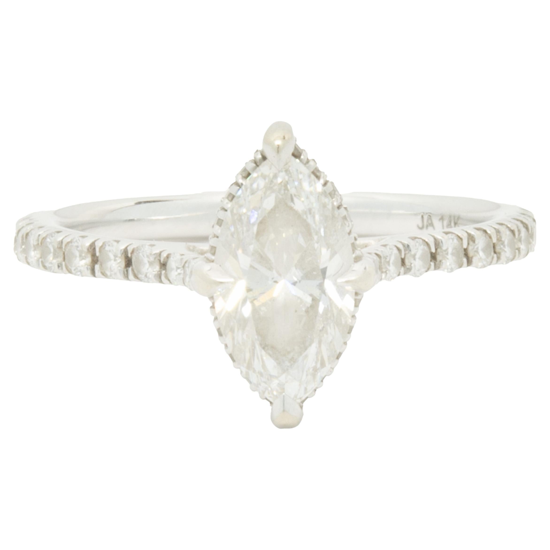 14 Karat White Gold Marquise Cut Diamond Engagement Ring