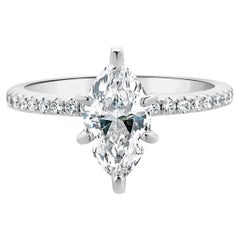 Used 14 Karat White Gold Marquise Cut Diamond Engagement Ring