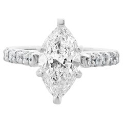 Used 14 Karat White Gold Marquise Cut Diamond Engagement Ring