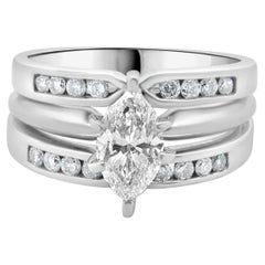 14 Karat White Gold Marquise Cut Diamond Engagement Ring