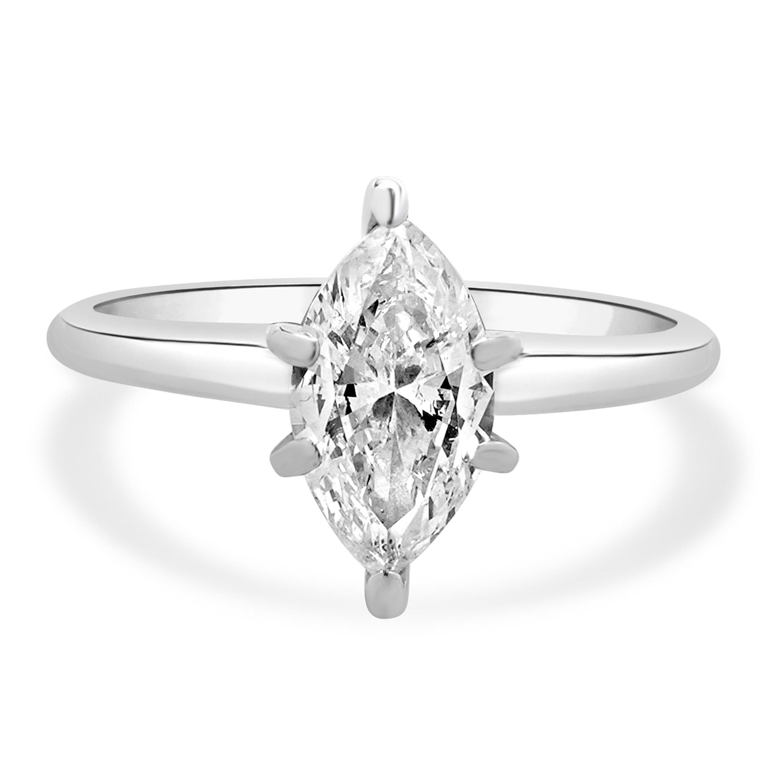 14 Karat White Gold Marquise Cut Diamond Engagement Ring
