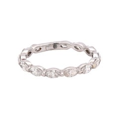 Anneau marquise en or blanc 14 carats et diamants