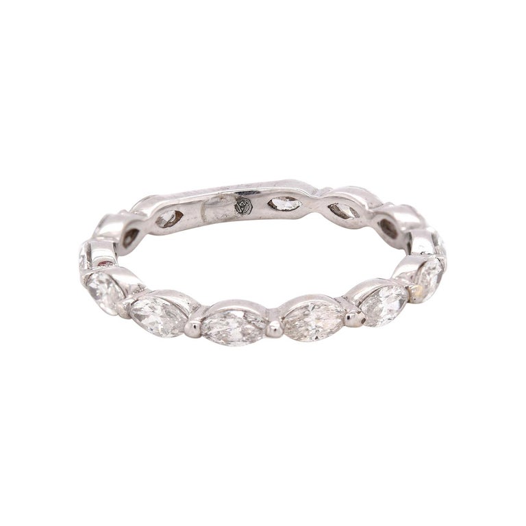 14 Karat White Gold Marquise Diamond Band For Sale at 1stDibs
