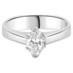 14 Karat White Gold Marquise Solitaire Engagement Ring