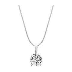 14 Karat White Gold Martini 3 Prongs Natural Diamond Pendant '1 1/2 Carat'