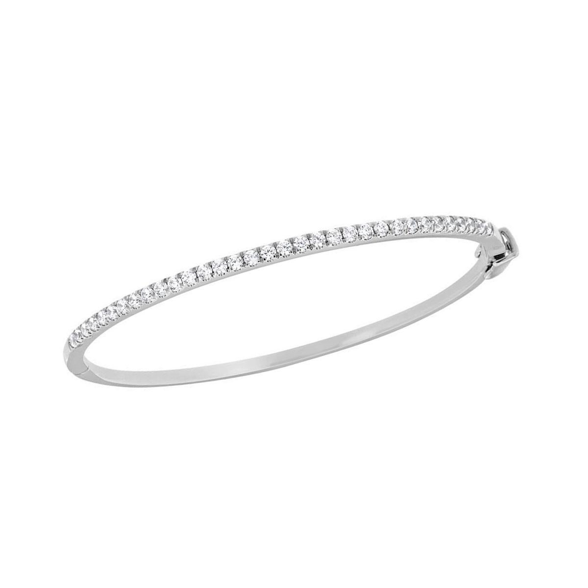 14 Karat White Gold Micro-Prong Diamond Bangle '1 Carat' In New Condition For Sale In San Francisco, CA