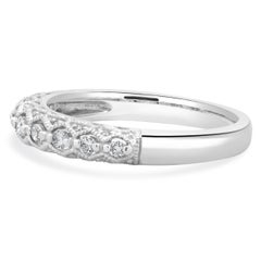 14 Karat White Gold Milgrain Diamond Band