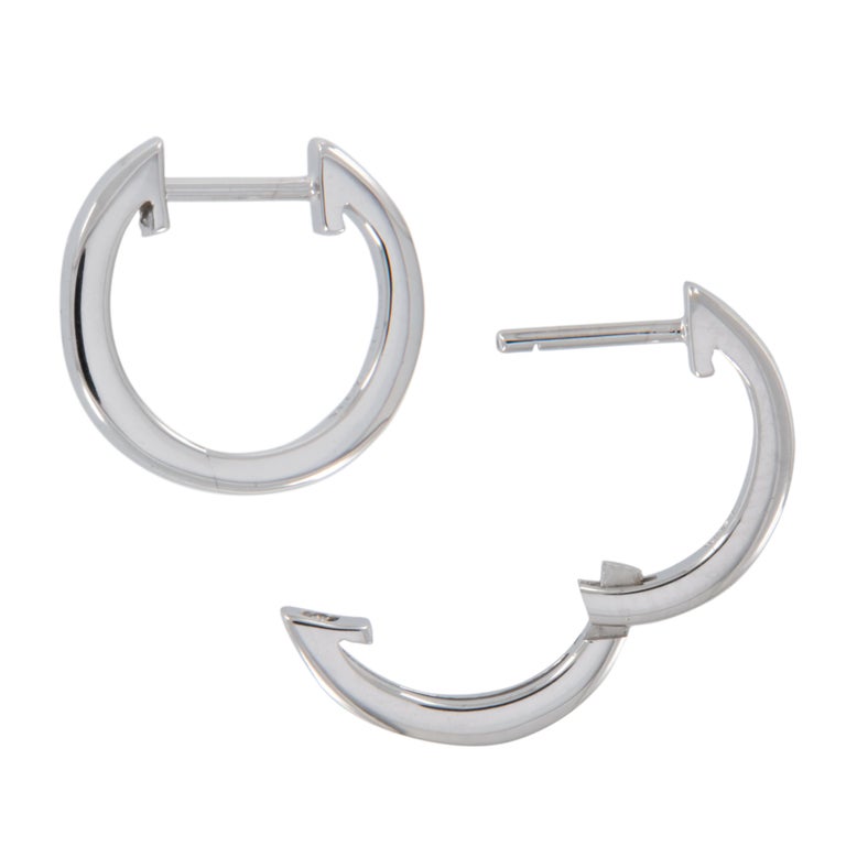 Boucles D'oreilles Huggie En Or Blanc 14 Carats – Mini Cerceaux, Fait Main USA, Neuf