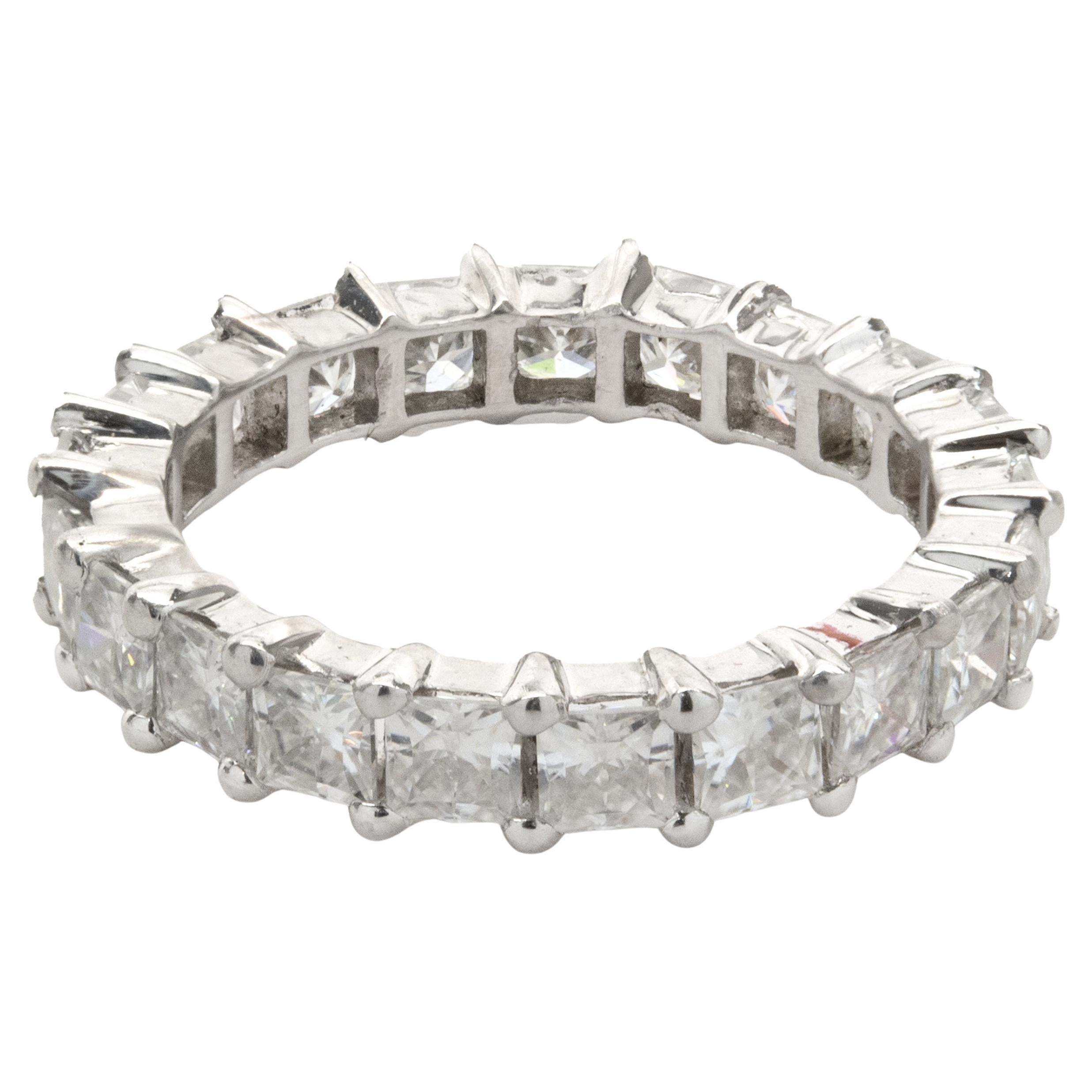 14 Karat White Gold Moissanite Eternity Band For Sale