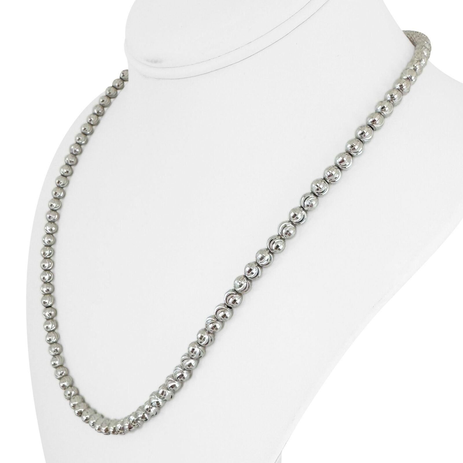 14k Weißgold 21.6g Mondschliff 4.5mm Kugel Perle Link Halskette Italien 20