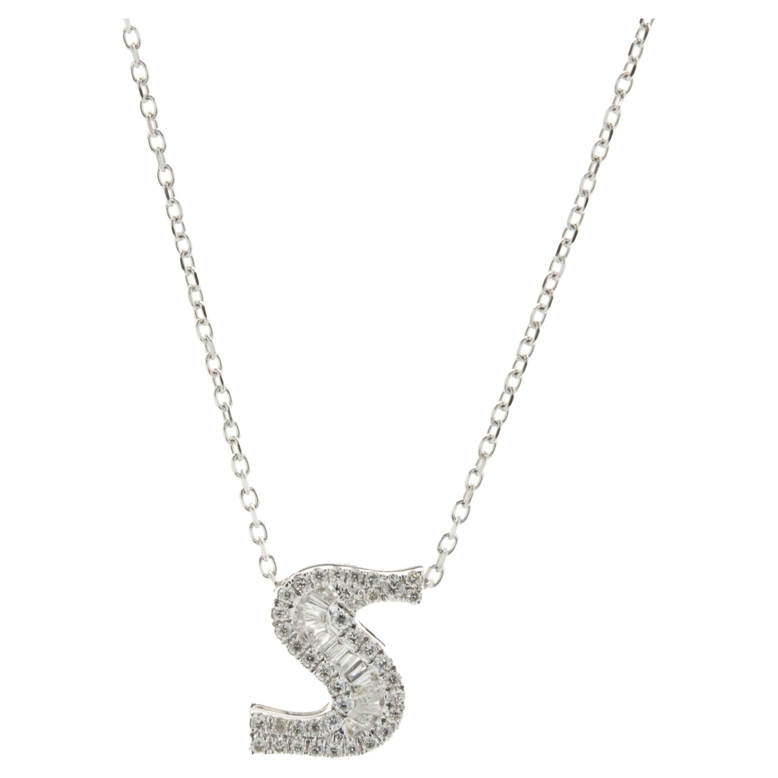 14 Karat White Gold Mosaic Set Diamond S Necklace For Sale