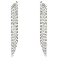 14 Karat White Gold Multi Chain Drop Earrings with Diamond Crawlers