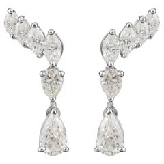 Orecchini Chandelier con Diamante Naturale Marquise e Pera da 1,04 carati, Oro Bianco 14k