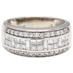 14 Karat White Gold Multi-Diamond Wide Band