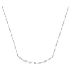14 Karat White Gold Multi Shape Diamond Smile Necklace