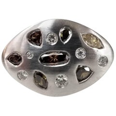 Bague de mariage en or blanc 14 carats avec diamants multicolores