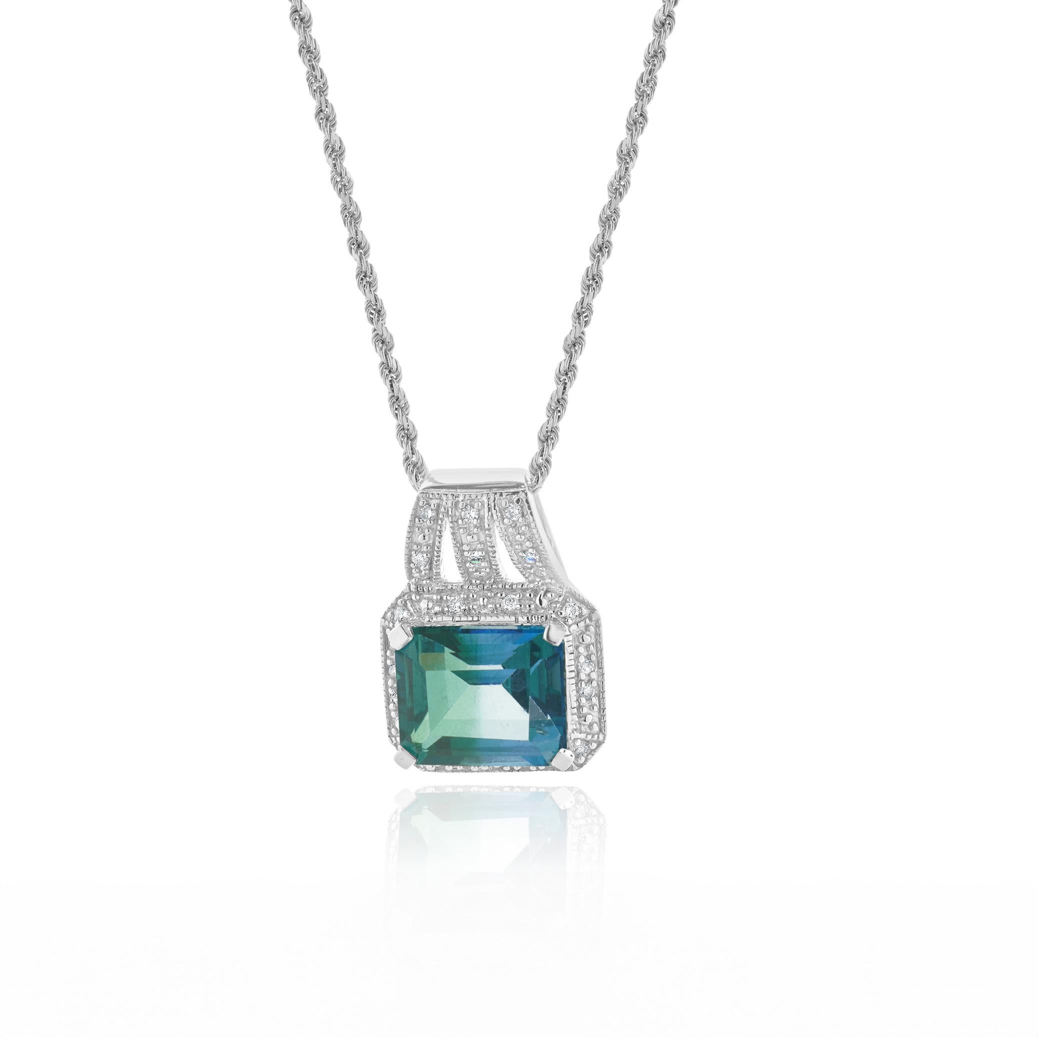 Taglio rotondo Collana Mystic Topaz e Diamanti in oro bianco 14 carati in vendita
