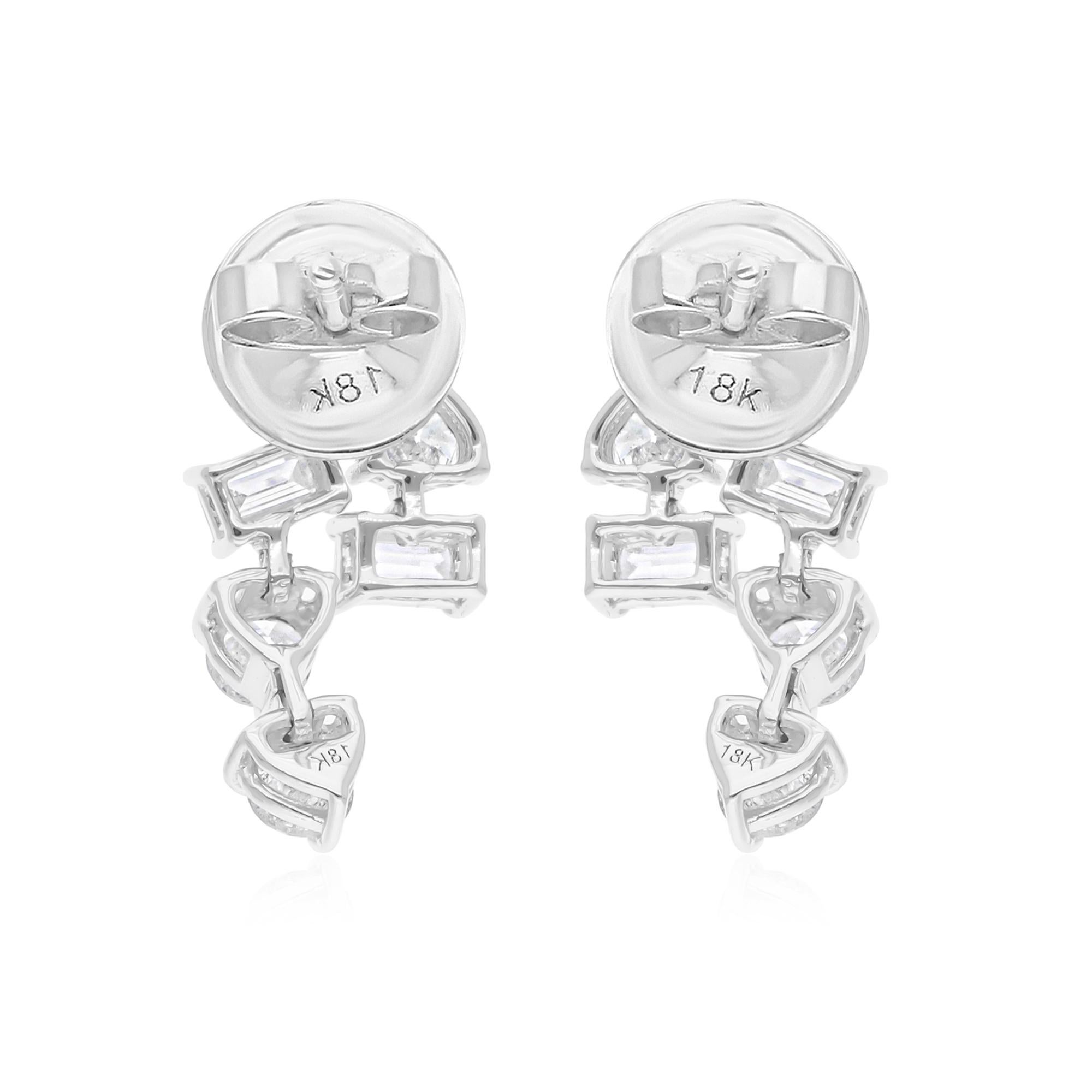 Pear Cut 14 Karat White Gold Natural 1.62 Carat SI/H Multi Shape Diamond Earrings For Sale